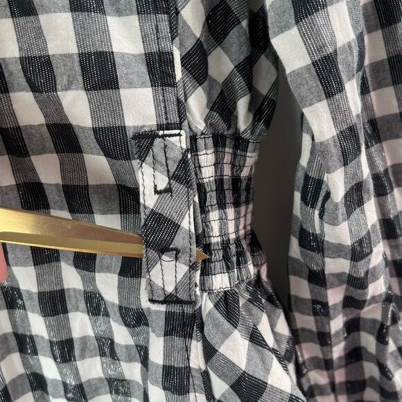 COOGI Shirt Dress Size Large Buffalo Check Plaid W&B Silver Logo Zippers Checked - Picture 4 of 16